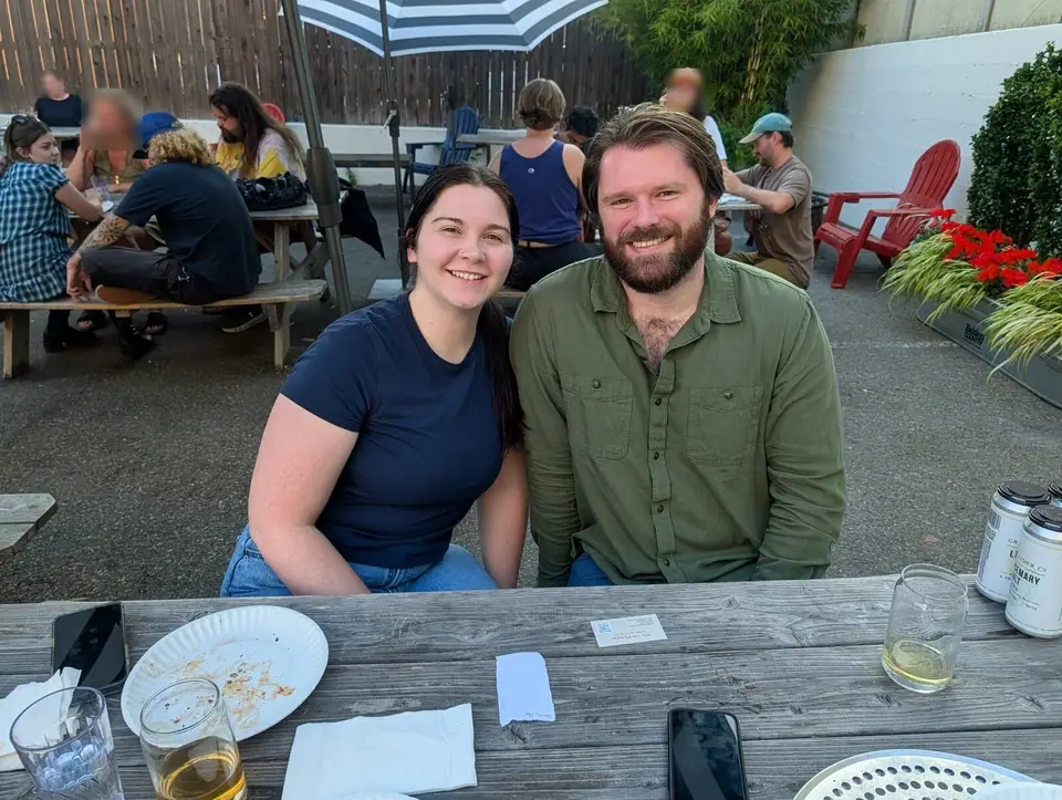 A full patio on a sunny evening at Ballard Beer Box in Ballard, Seattle