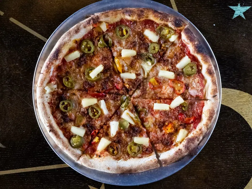 Maui Wowie pizza at Ballard Beer Box in Ballard, Seattle